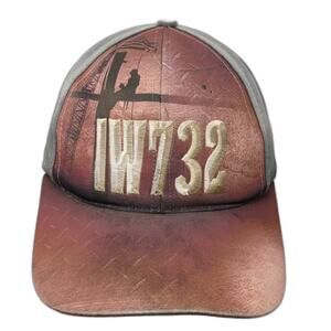 Graffiti Baseball Cap Gray Red IW732 Ironworker Made in USA Strapback Hat OSFM